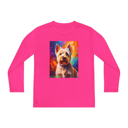 Pup Art Canvas - Kid's Sport Long Sleeve Tee  (West Highland White Terrier)