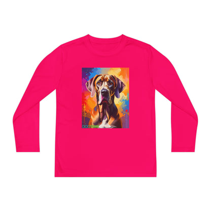 Pup Art Canvas - Kid's Sport Long Sleeve Tee (Great Dane)