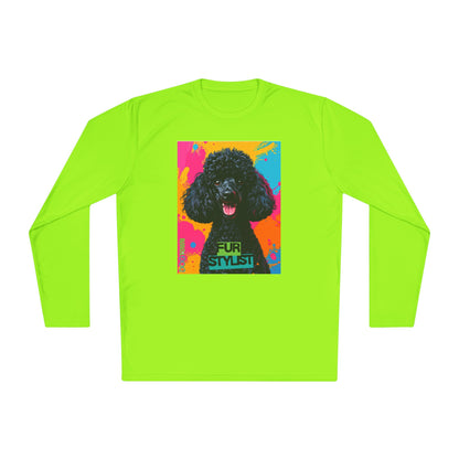 Dogtown Fur Stylist Groomer Long Sleeve Shirt (Colorful with Black Poodle)