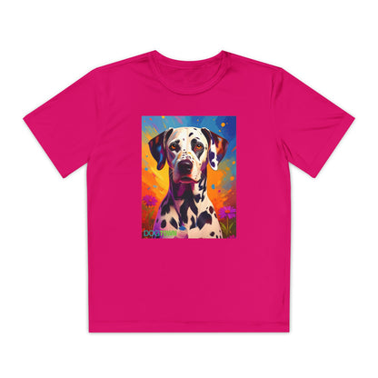 Pup Art Canvas - Kid's Sport Short Sleeve Tee (Dalmatian)
