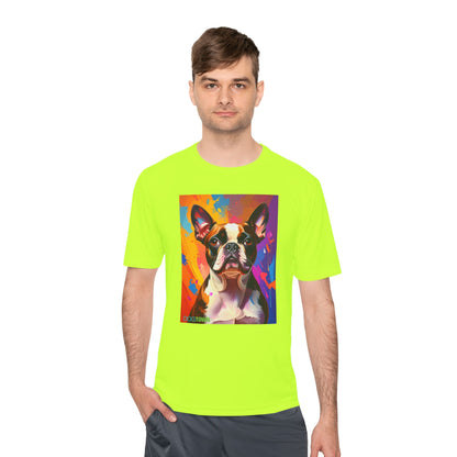 Pup Art Canvas Unisex Moisture Wicking Tee (Boston Terrier)