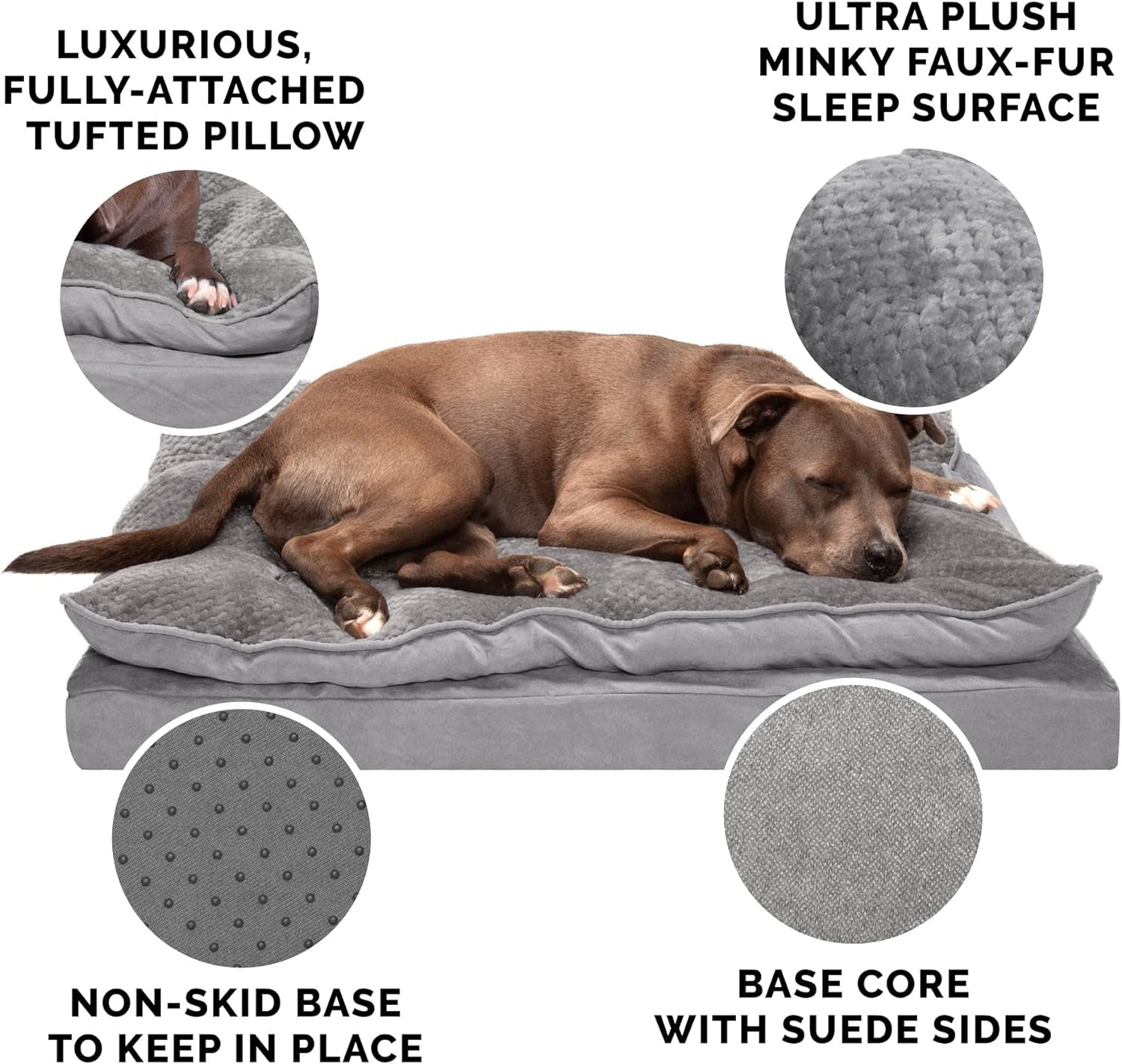 Orthopedic Dog Bed W/ Pillow Cushion Top & Removable Washable Cove (for Dogs up to 35 Lbs)