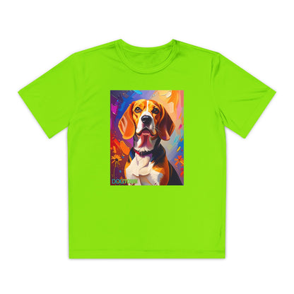 Pup Art Canvas - Kid's Sport Short Sleeve Tee (Beagle)