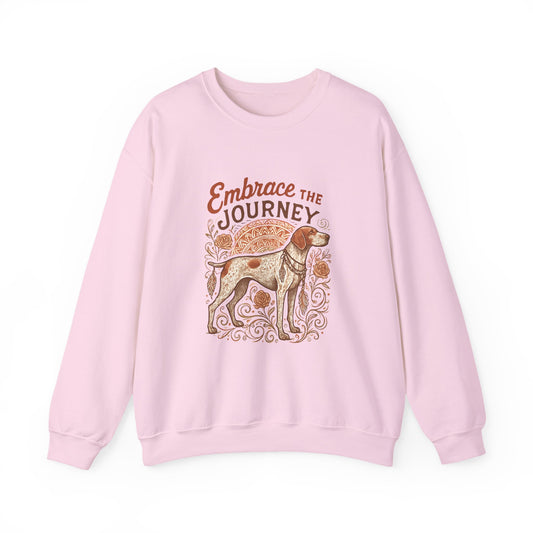 Dogtown Boho Revival "Embrace the Journey" Unisex Heavy Blend™ Crewneck Sweatshirt (German Shorthaired Pointer)