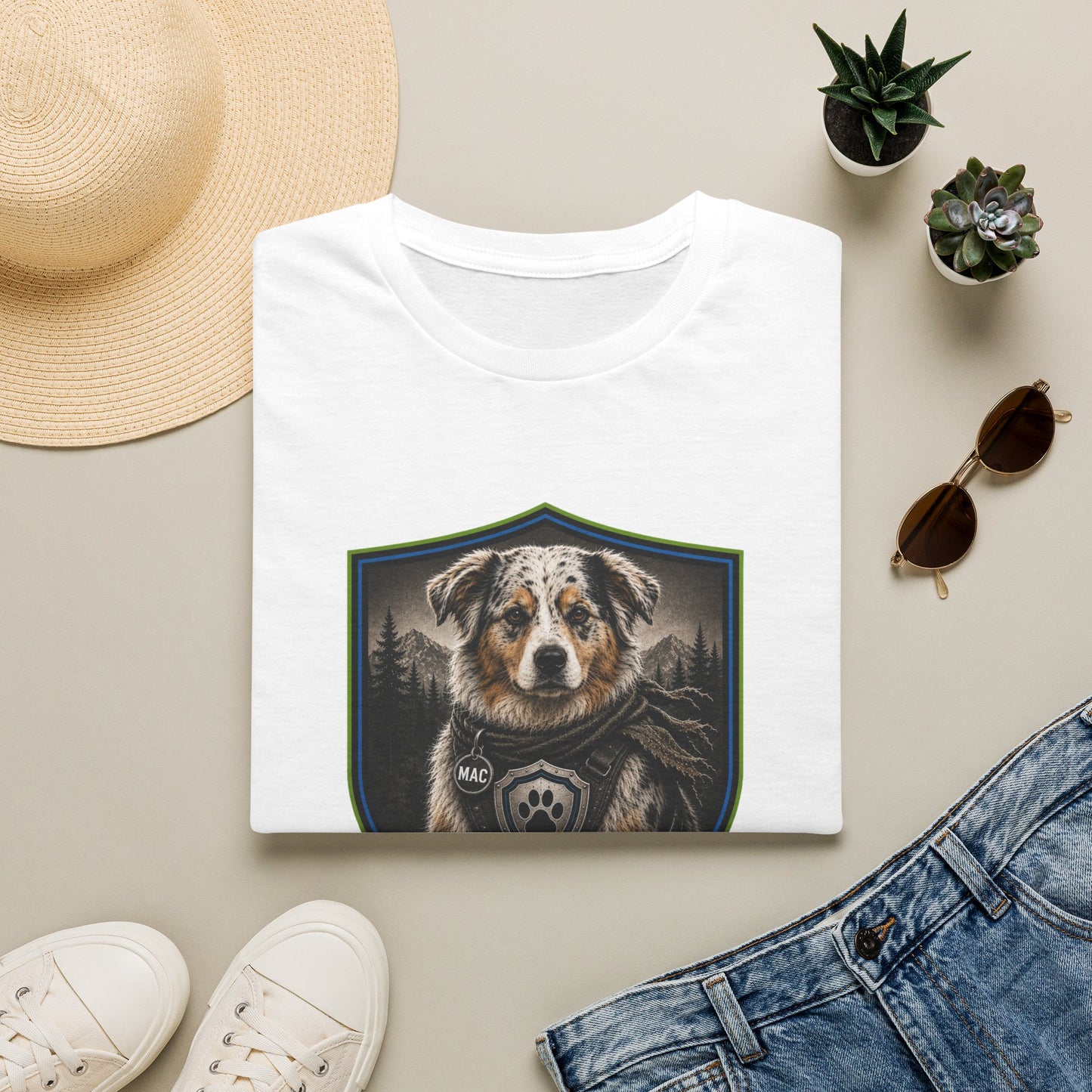 Weekend Warrior Dog T-Shirt — Australian Shepherd Badge Graphic