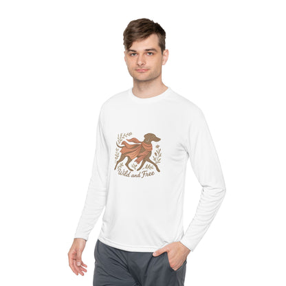 Dogtown Boho Revival "Wild and Free" Polyester Sport Long Sleeve Tee (Weimaraner)