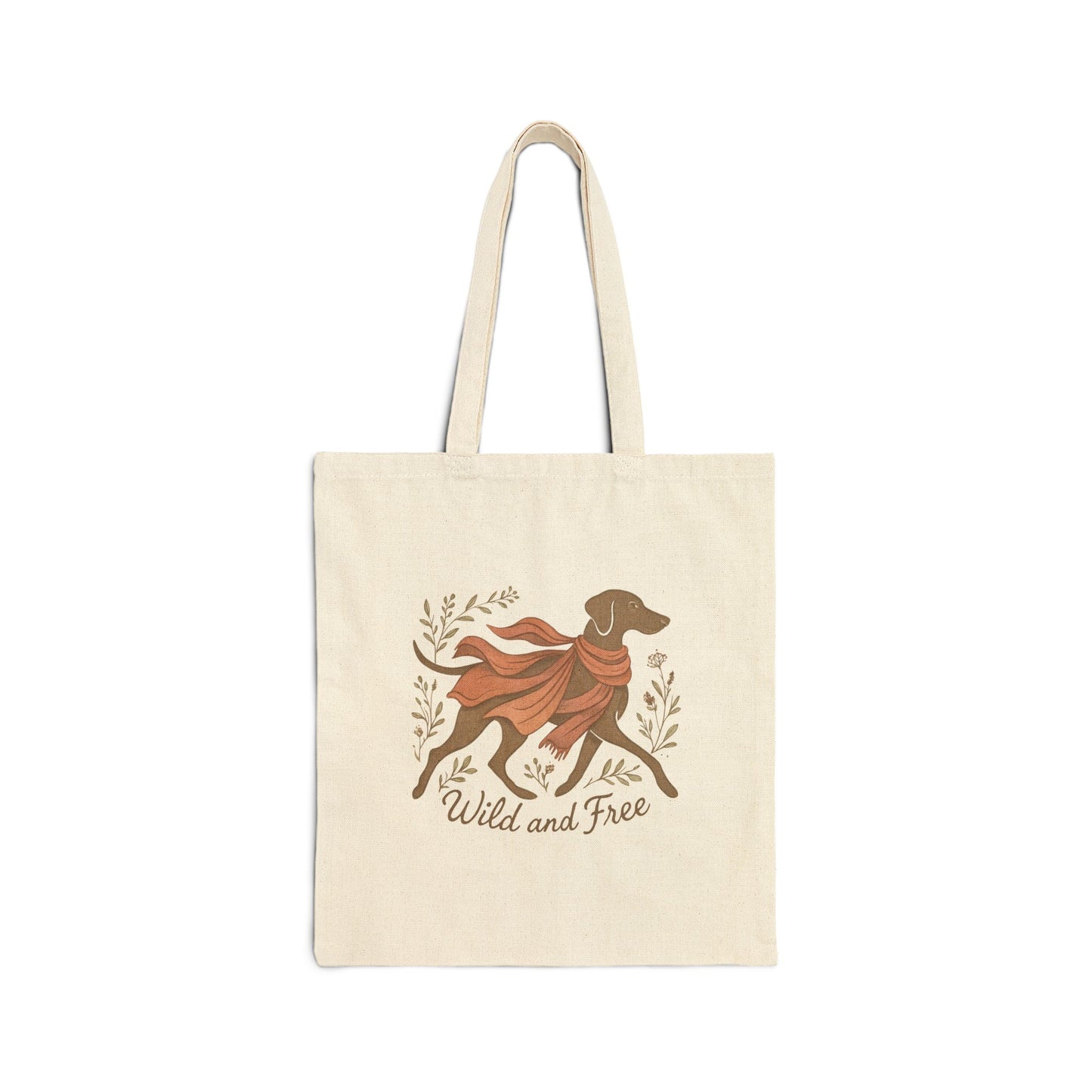 Dogtown Boho Revival "Wild and Free" Cotton Canvas Tote Bag (Weimaraner)