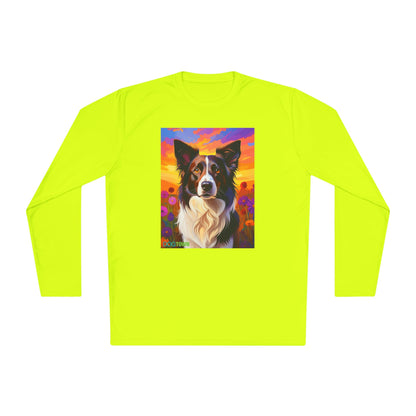 Pup Art Canvas Sport Long Sleeve Tee (Border Collie)