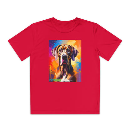 Pup Art Canvas - Kid's Sport Short Sleeve Tee (Great Dane)