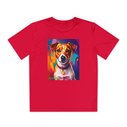 Pup Art Canvas - Kid's Sport Short Sleeve Tee (Jack Russell Terrier)