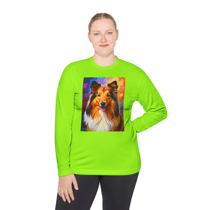 Pup Art Canvas Sport Long Sleeve Tee (Sheltie)