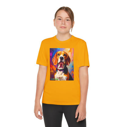 Pup Art Canvas - Kid's Sport Short Sleeve Tee (Beagle)