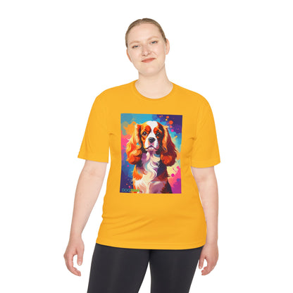 Pup Art Canvas Unisex Moisture Wicking Tee (Cavalier King Charles Spaniel)