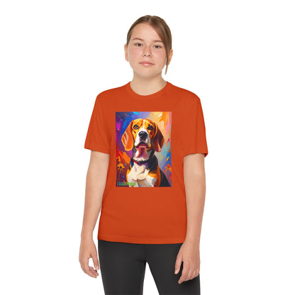 Pup Art Canvas - Kid's Sport Short Sleeve Tee (Beagle)