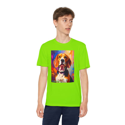 Pup Art Canvas - Kid's Sport Short Sleeve Tee (Beagle)