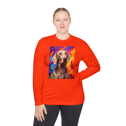 Pup Art Canvas Sport Long Sleeve Tee (Weimaraner)
