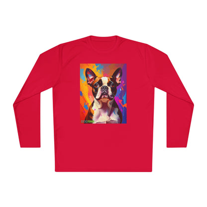 Pup Art Canvas Sport Long Sleeve Tee (Boston Terrier)