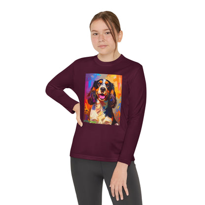 Pup Art Canvas - Kid's Sport Long Sleeve Tee (English Springer Spaniel)