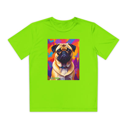 Pup Art Canvas - Kid's Sport Short Sleeve Tee (Pug)