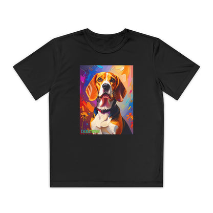 Pup Art Canvas - Kid's Sport Short Sleeve Tee (Beagle)