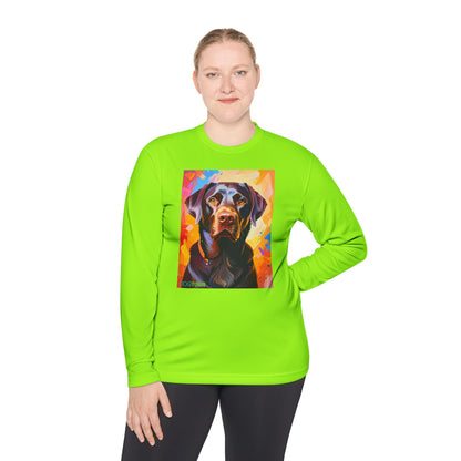 Pup Art Canvas Sport Long Sleeve Tee (Chocolate Lab)