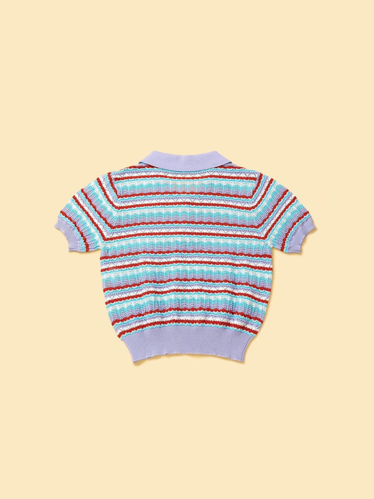 Pet & Me Spring Summer Lavender Crochet Short Sleeve Polo Shirt