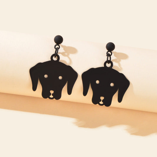 Black Dog Dangle Trendy Animal Puppy Earrings Women Punk Rock Style