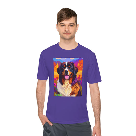 Pup Art Canvas Unisex Moisture Wicking Tee (Bernese Mountain Dog)