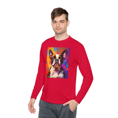 Pup Art Canvas Sport Long Sleeve Tee (Boston Terrier)