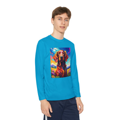 Pup Art Canvas - Kid's Sport Long Sleeve Tee (Irish Setter)