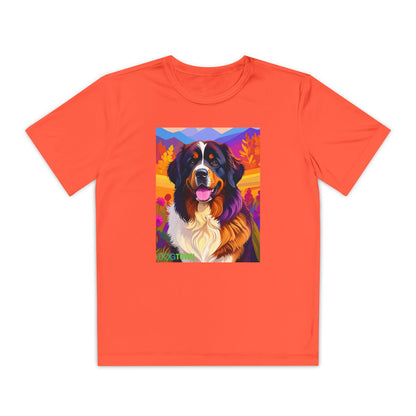Pup Art Canvas - Kid's Sport Short Sleeve Tee (Bernese Mountain Dog)