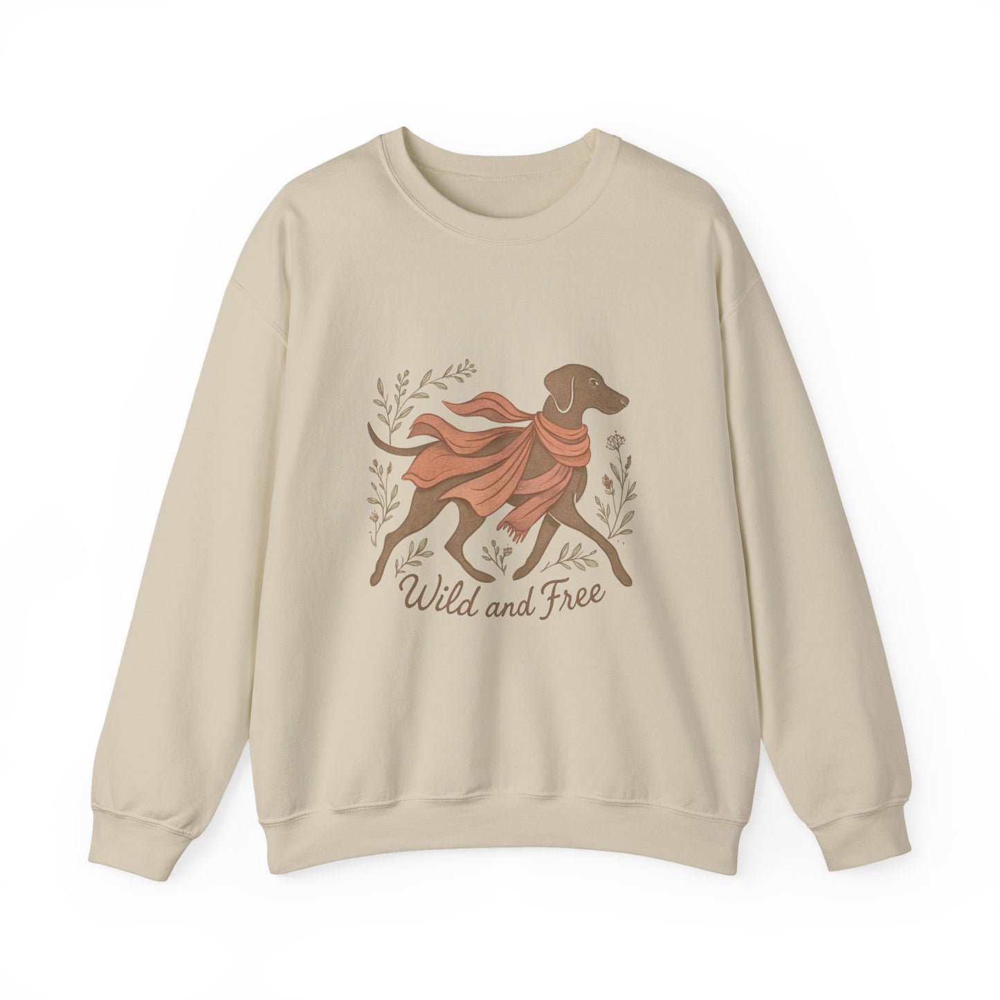 Dogtown Boho Revival "Wild and Free" Unisex Heavy Blend™ Crewneck Sweatshirt (Weimaraner)
