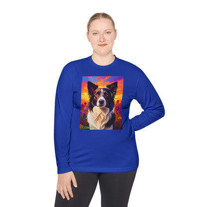 Pup Art Canvas Sport Long Sleeve Tee (Border Collie)