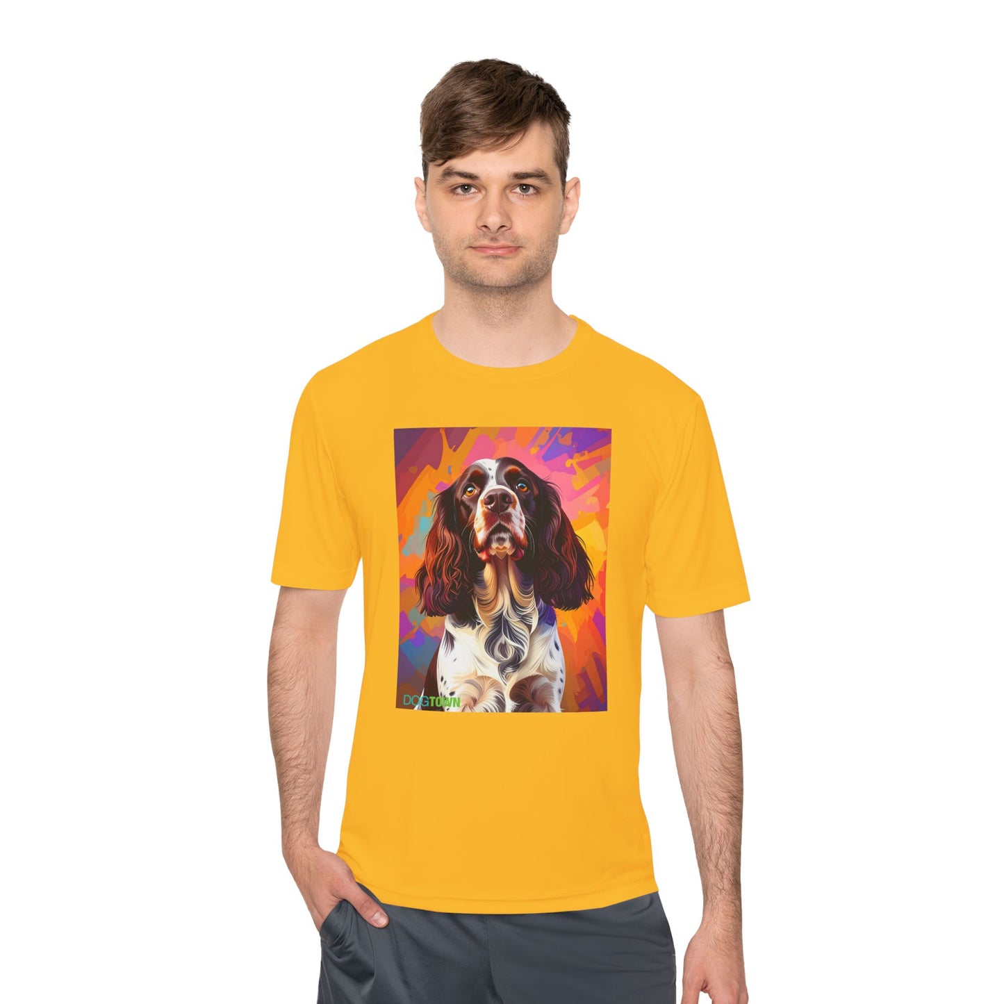 Pup Art Canvas Unisex Moisture Wicking Tee (English Springer Spaniel - 2)