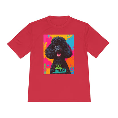 Dogtown Fur Stylist Groomer Short Sleeve Shirt (Colorful with Black Poodle)