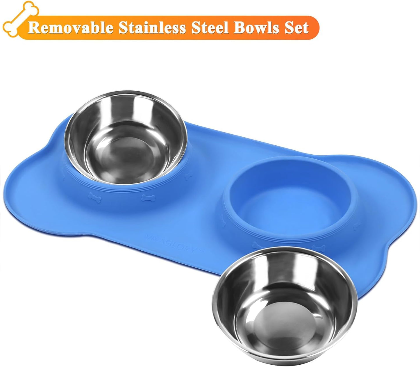 Dog Bowls with Non Spill Skid Resistant Silicone Mat
