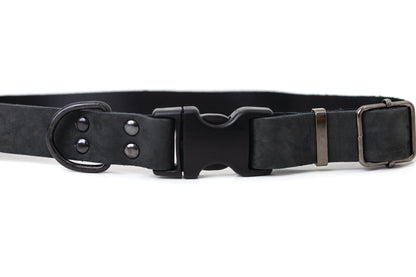 Sport Style Midnight Black Leather Dog Collar