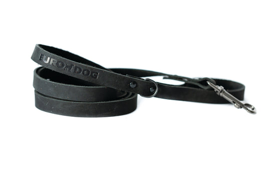 Sport Style Midnight Black Leather Leash