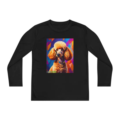 Pup Art Canvas - Kid's Sport Long Sleeve Tee (Toy Poodle)