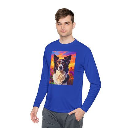 Pup Art Canvas Sport Long Sleeve Tee (Border Collie)