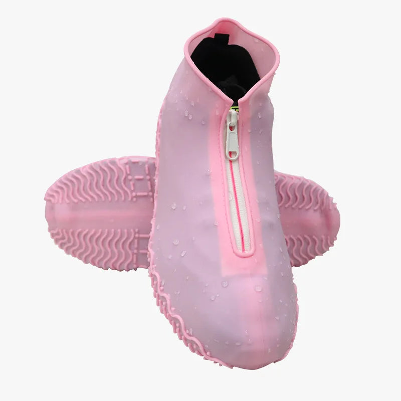 New Waterproof Zipper Silicone Shoe Cover Rain Boots Unisex Outdoor Solid Non-Slip Non-Slip Wear-Resistant Reusable Shoe Cover