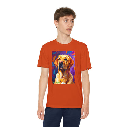 Pup Art Canvas - Kid's Sport Short Sleeve Tee (Yellow Lab)