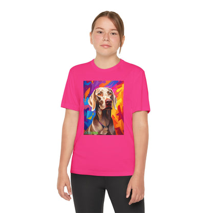 Pup Art Canvas - Kid's Sport Short Sleeve Tee (Weimaraner)