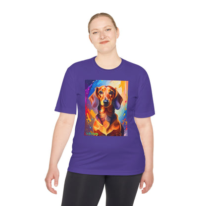Pup Art Canvas Unisex Moisture Wicking Tee (Dachshund)