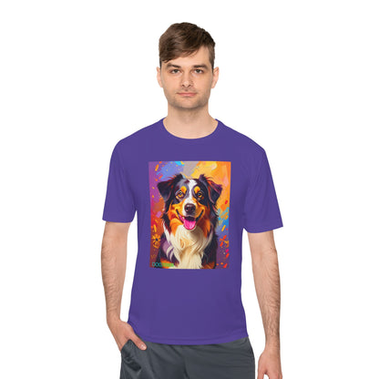 Pup Art Canvas Unisex Moisture Wicking Tee (Australian Shepherd)