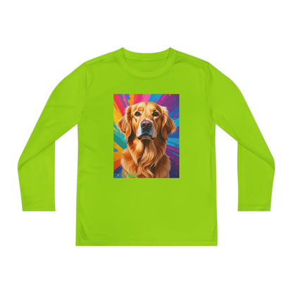 Pup Art Canvas - Kid's Sport Long Sleeve Tee (Golden Retriever)