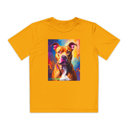 Pup Art Canvas - Kid's Sport Short Sleeve Tee (Pit Bull)