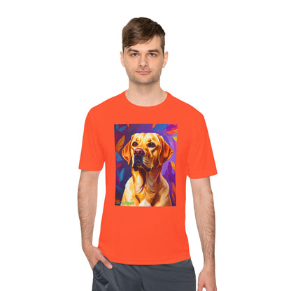 Pup Art Canvas Unisex Moisture Wicking Tee (Yellow Lab)