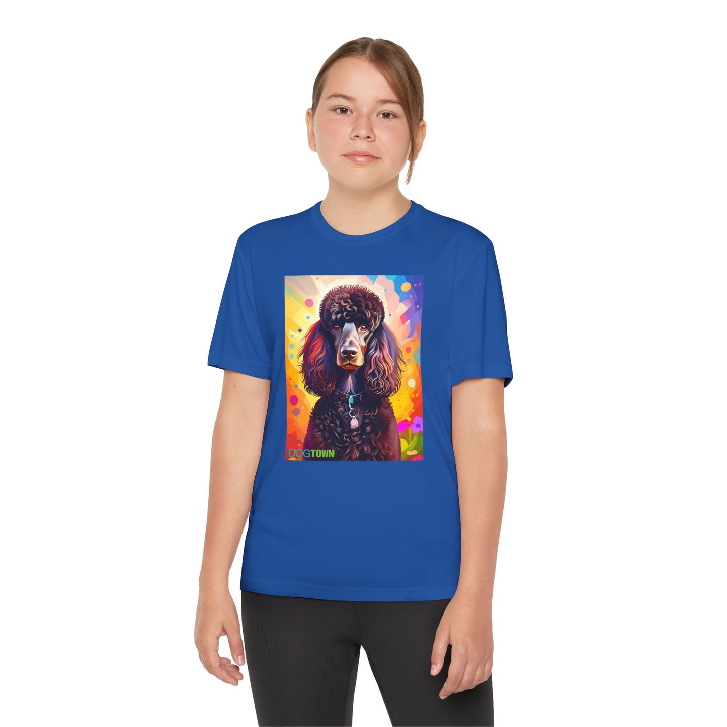 Pup Art Canvas - Kid's Sport Short Sleeve Tee (Standard Poodle)