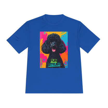 Dogtown Fur Stylist Groomer Short Sleeve Shirt (Colorful with Black Poodle)
